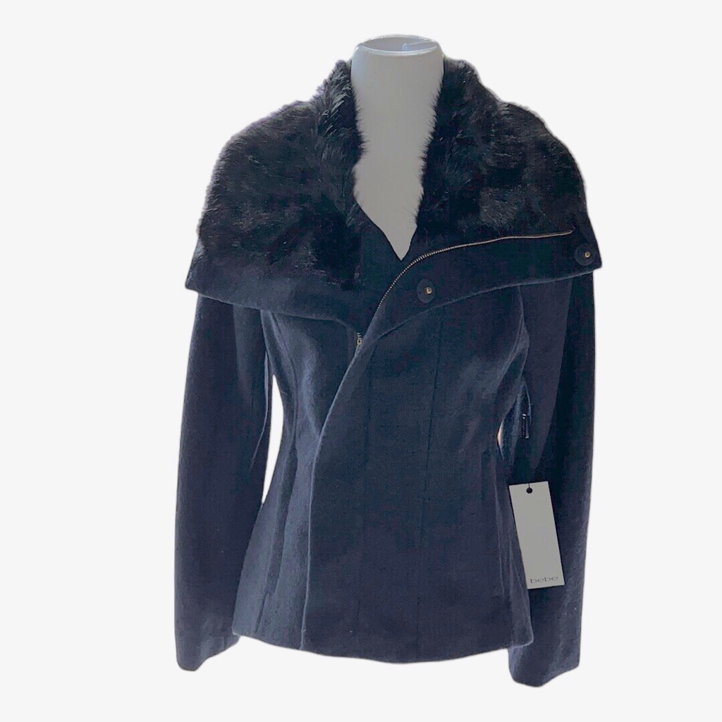 Bebe Wool Blend Zip Up Jacket